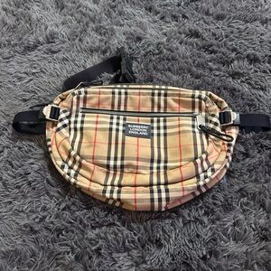 Burberry Beige and Black Check Belt Bag